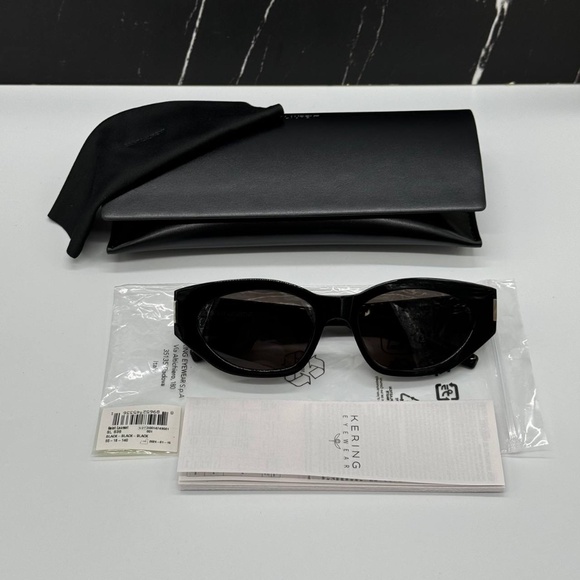 NEW SL638 001 SAINT LAURENT BLACK CAT EYE SL 638 001 WOMEN SUNGLASSES - Picture 11 of 11